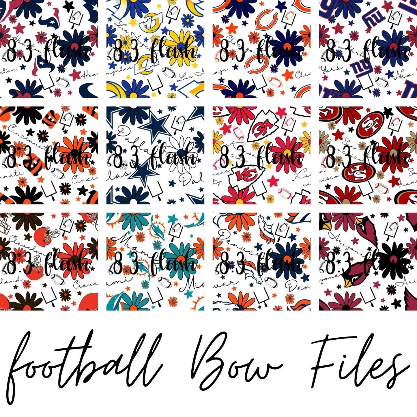 Football 5” bow clips