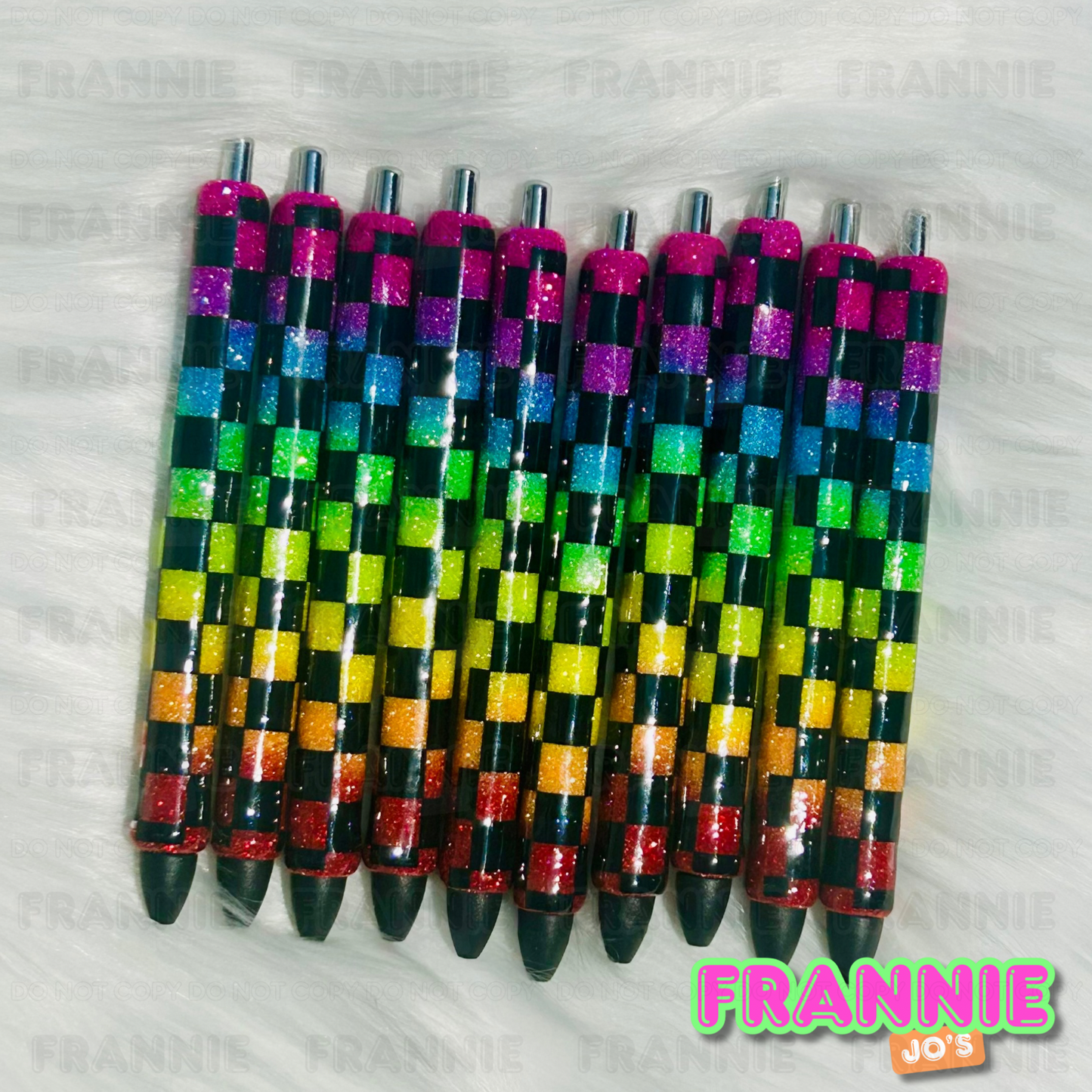 Neon checkered pens