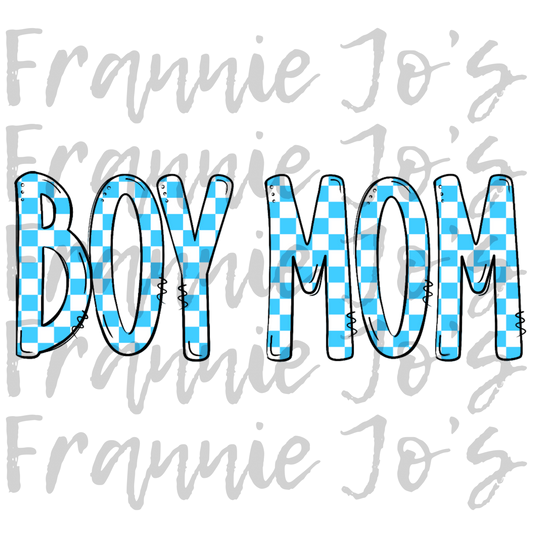 Boy mom blue checkered png