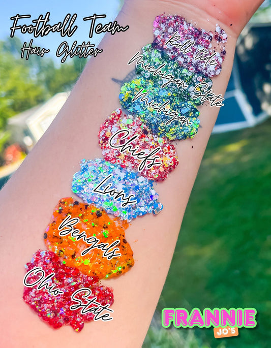 Football team hair glitter