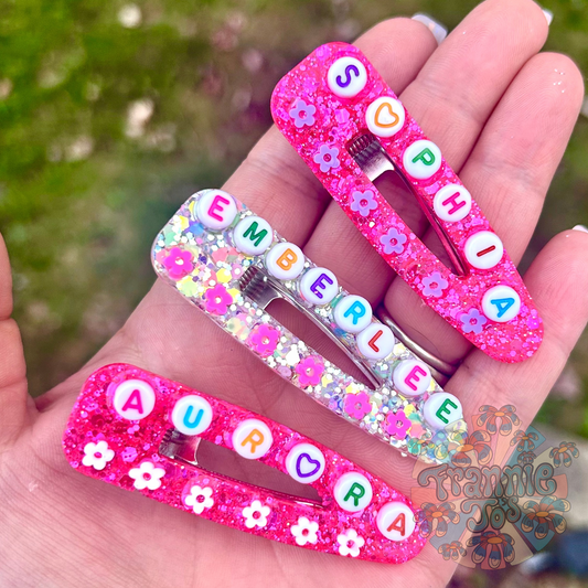 Name hair clips (MOQ 4)-