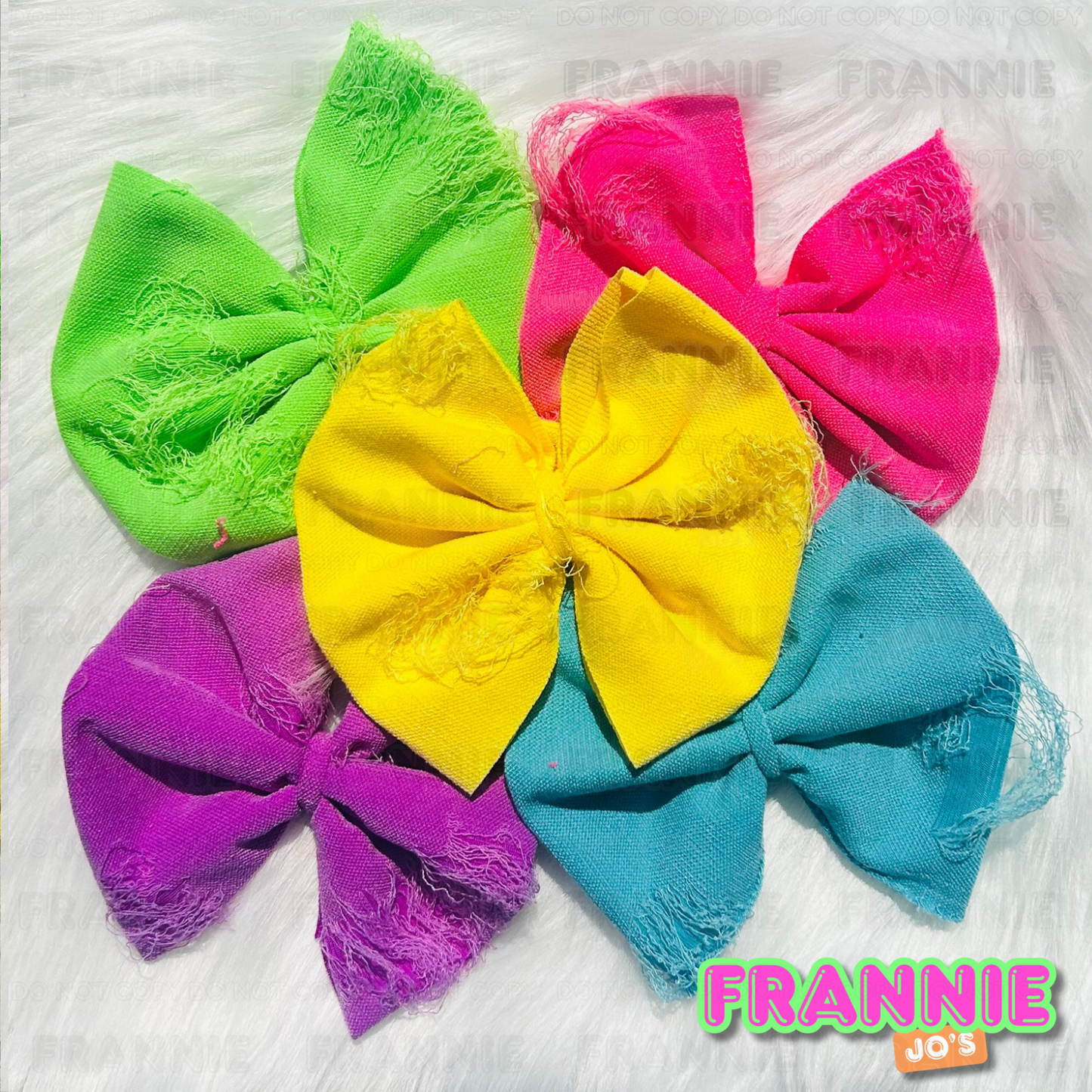 Neon distressed 5” bows w/clip