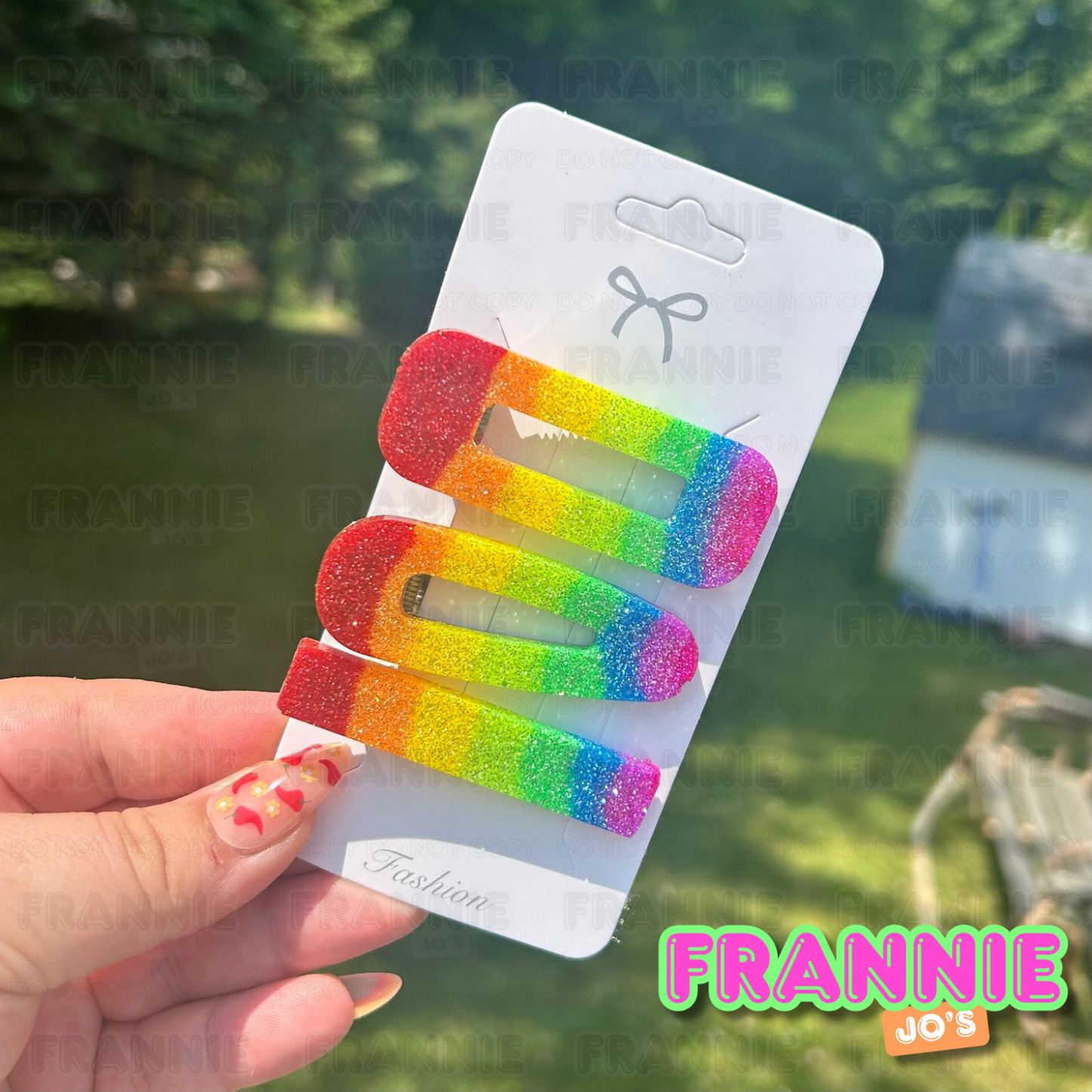 Neon rainbow hairclip set