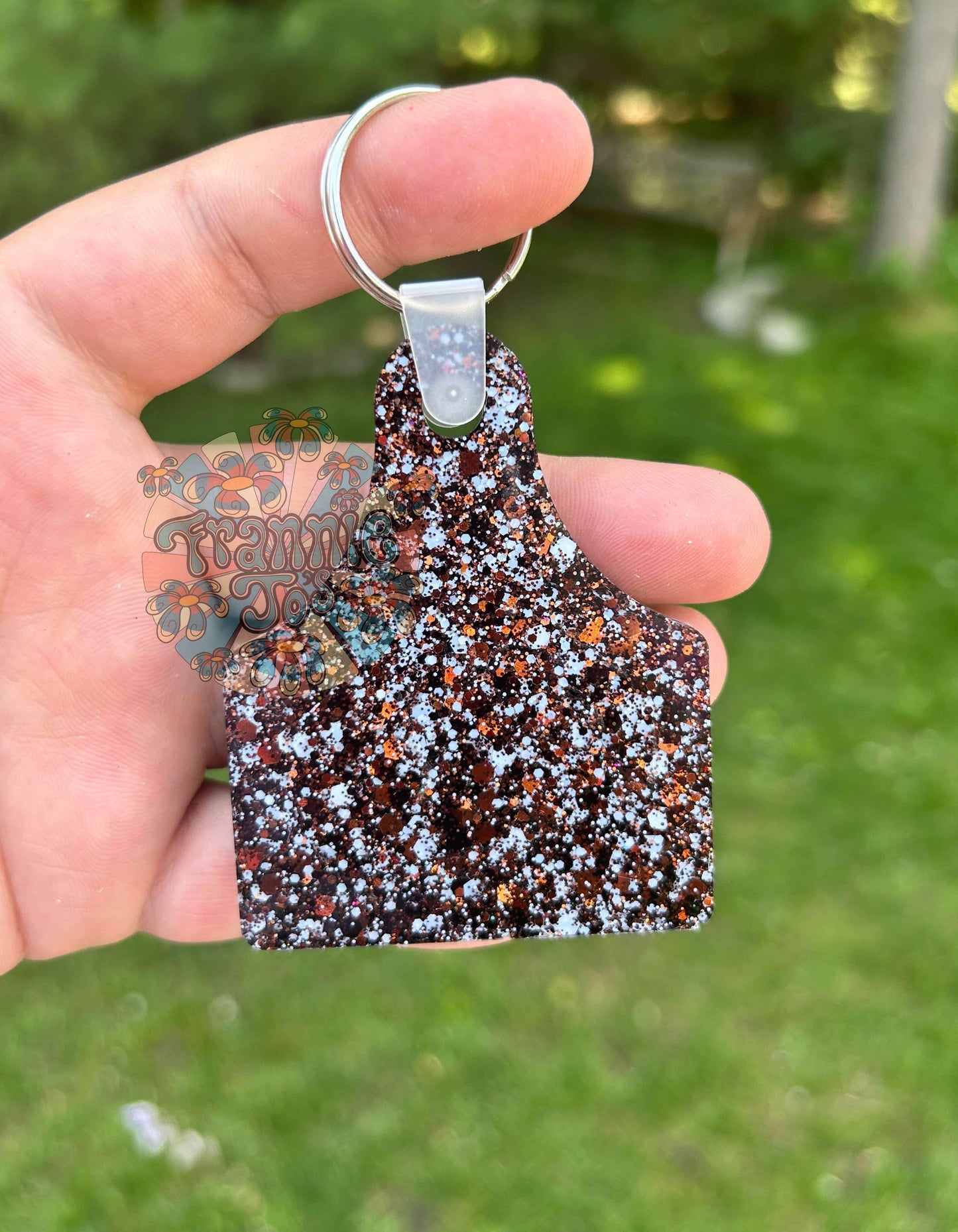 Cow tag keychain